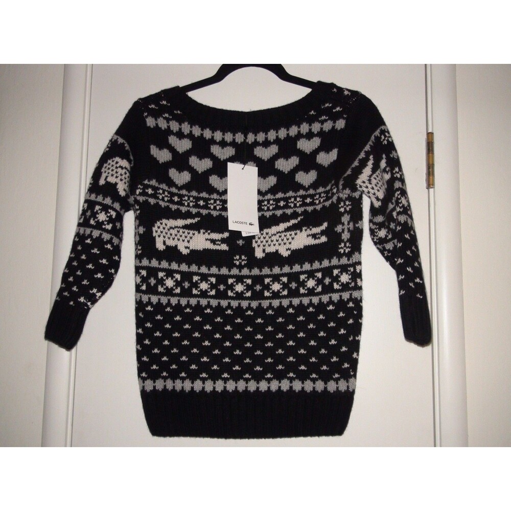 Lacoste Crocodile Print Wool Blend Sweater